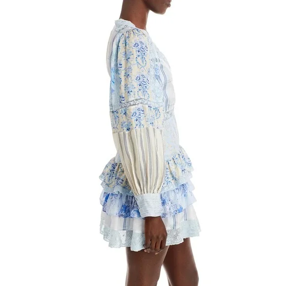 NWT LoveShackFancy Sienne Ocean Spray Mist Silk Mini Dress Size 4 $495